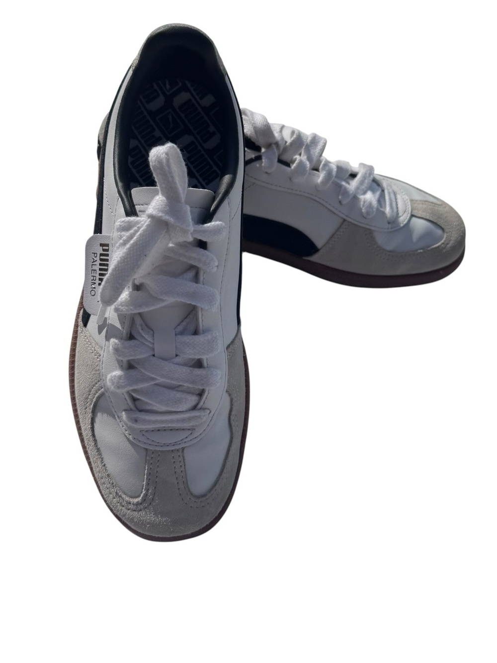Puma Palermo Low-Top Sneakers in White, Black & Brown